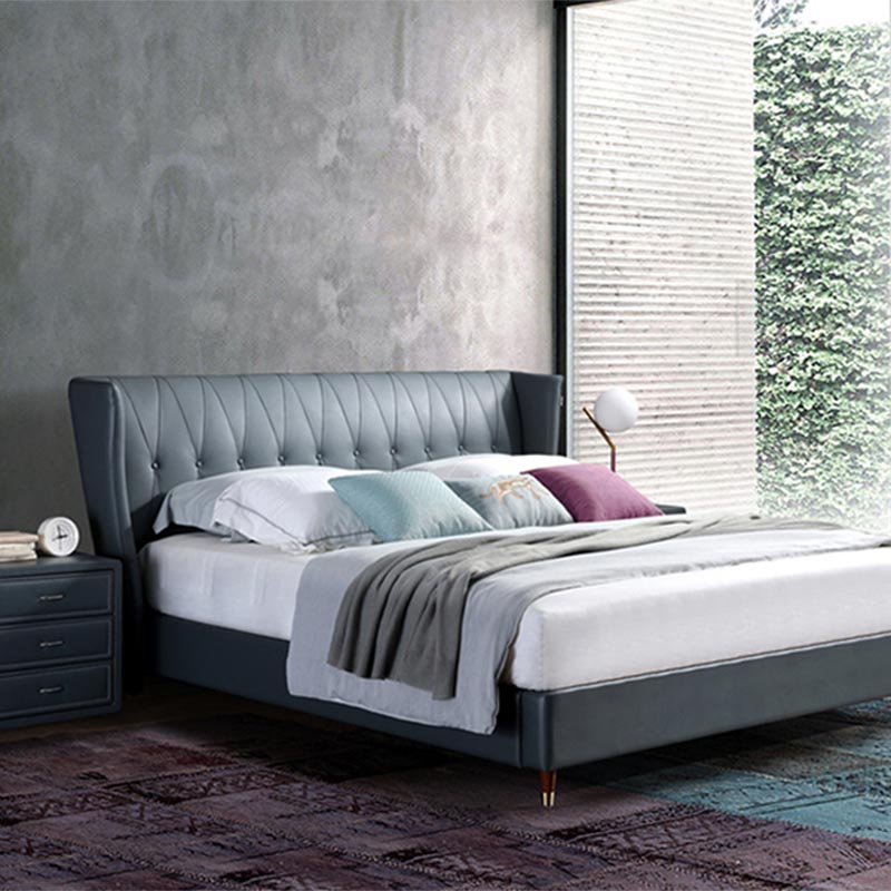 Visiškai oda aptraukta medžio masyvo lova